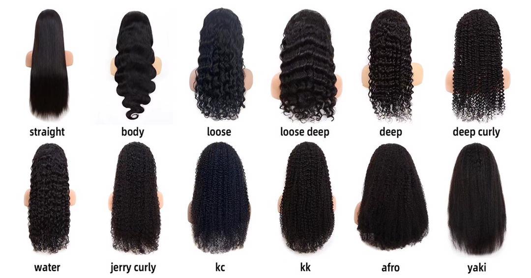 Different Hair Types, like Straight, Body, Jerry Curl, Deep Curly and many others